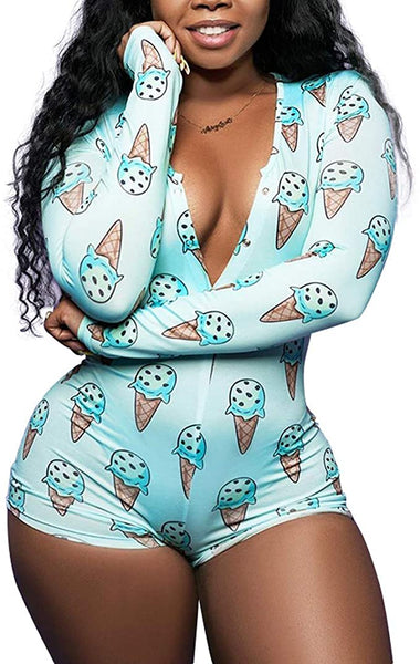 MissShorthair Plus Size Onesie Pajamas for Women Sexy, Cute One Piece Romper Pajamas Women Shorts