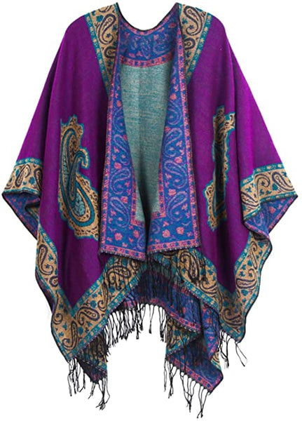 MissShorthair Vintage Print Womens Shawls and Wraps Poncho Cape, Gift for Women
