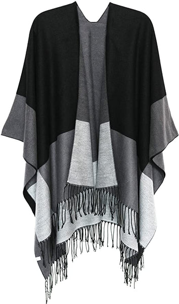 MissShorthair Women's Printed Shawl Wrap Fashionable Open Front Poncho Cape, Gift for Women