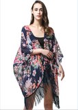 MissShorthair Women's Light Floral Print Chiffon Kimono Cardigan Coverup Blouse Tops