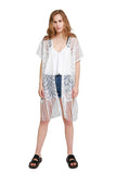 Womens Fashion Lace Crochet Open Front Cardigan Kimono Blouse Tops with Tassels