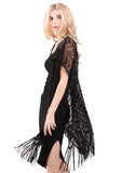 Womens Fashion Lace Crochet Open Front Cardigan Kimono Blouse Tops with Tassels