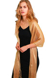 Womens Wedding Evening Wrap Shawl Glitter Metallic Prom Party Scarf with Fringe